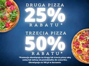 Promocja Druga pizza za 25%