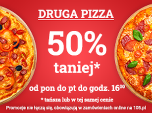 Promocja 50% na drugą pizzę